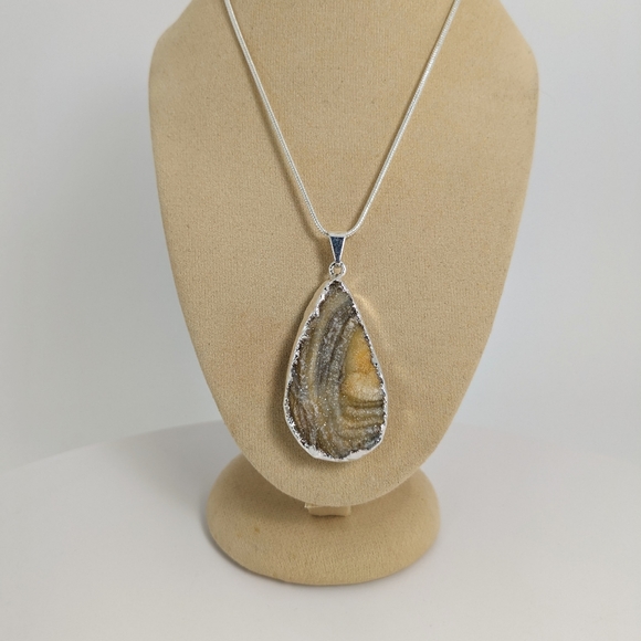 Druzy Teardrop Necklace, Gemstone Jewelry, Gift Idea, Positive Self-love Stone - Picture 1 of 3